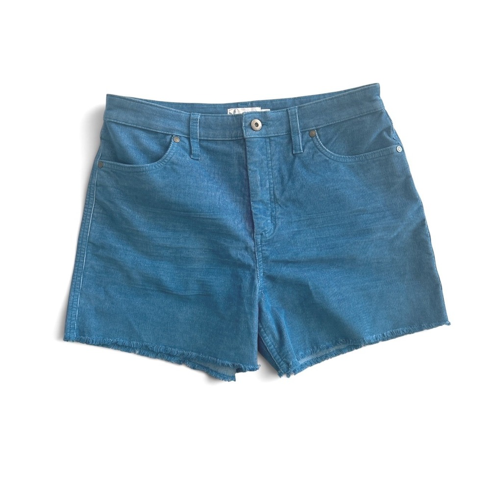 Carve Designs Oahu Teal Blue Corduroy Frayed Hem Shorts High Rise Size 10